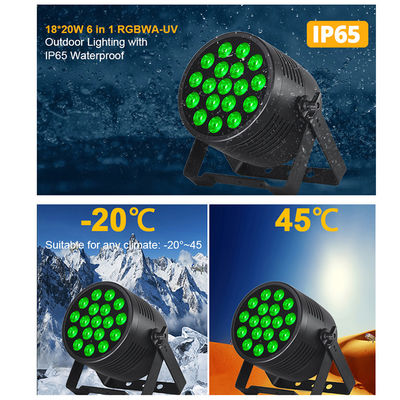 Hocheffiziente Wasserdichte 18x20w LED-Bühnenleuchte DMX512 Steuerung Rgbwa UV Hochzeits-DJ Booth Energiesparendesign