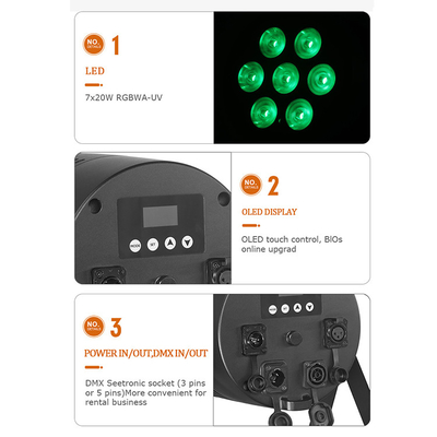 Bühnenleuchte LED Par RGBWA UV 6IN1 7x20w IP65 Wasserdicht Dmx Led Par