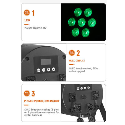 7x20W RGBWA+UV 6-in-1 IP65 Outdoor LED PAR Scheinwerfer — DMX512 Wasserdichte Wash-Beleuchtung für Bühne, Hochzeit & Events