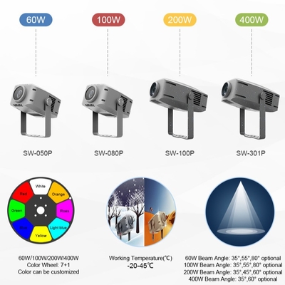 60W Outdoor RGBW Farbiges Wassermuster LED Projektor IP65 Wasserdichte Landschaftsprojektionslampe