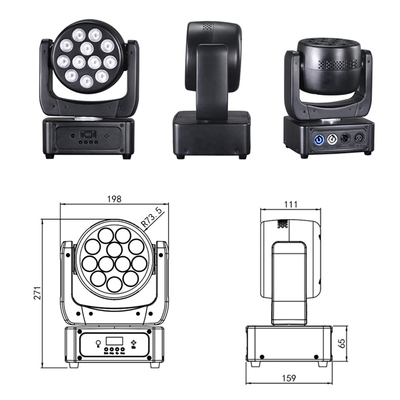Event Show Bühnenbeleuchtung Ausrüstung DMX Beam RGBW 12x8w LED Wash Moving Head Light