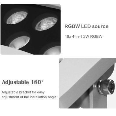 Profi-RGBW LED-Bauwerk Baum Flutlicht Wasserdicht IP65 DMX512 LED-Flutlicht für Außenfasadenbeleuchtung 36W