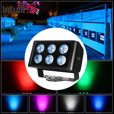 6 x 5 W RGBW 4-in-1-LED-Flutlicht für den Außenbereich, IP65, wasserdicht, DMX512, architektonisches Waschlicht, Wandfluter für den Bau von Gartenfassaden