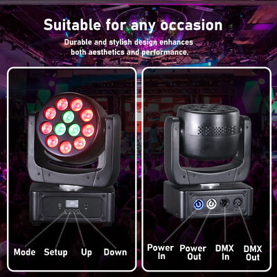 LED Waschkopf MINI 12*8W Bühnenbeleuchtung DMX512 Schall aktivierte Bewegungskopfleuchten