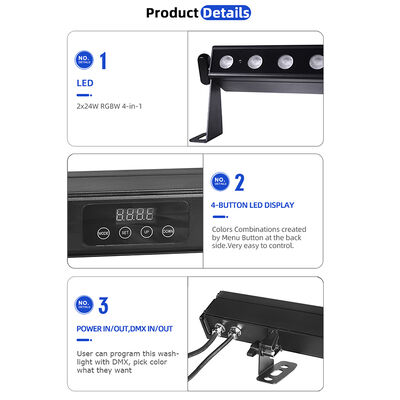 Wasserdichte LED-Waschlichtleiste 12/24x2W RGBW 4-in-1 IP65 Aluminium DMX512
