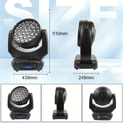 Professionelle 37x10W RGBW 4in1 LED Zoom Wasch bewegliche Kopfbeleuchtung DMX512 Bühnenbeleuchtung für DJ Disco Veranstaltung Hochzeitsparty Show