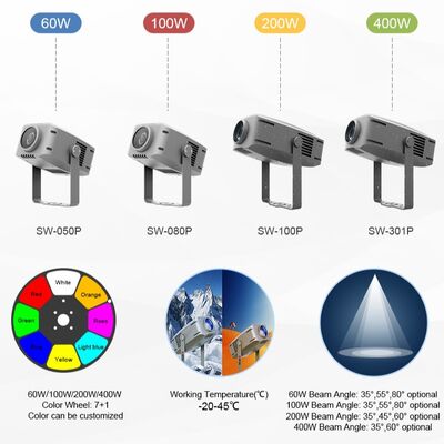 Außen IP65 Wasserwelleffekt Projektor RGBW LED, 60W bis 400W Optionen, DMX512, Bewegt Wellenlicht für Fassaden, Gärten