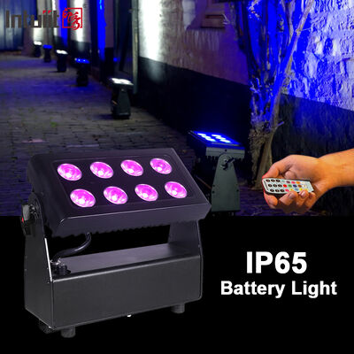 Außen IP65 Wasserdicht 8x15W RGBW 4 in 1 Batteriebetrieben Wireless DMX LED Flutlicht Bühnenwaschlicht