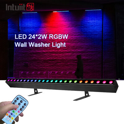 Heißer Verkauf 4in1 RGBW LED 24*2W Wandspüler Linear Streifenlicht Schallgesteuert DMX Bühnenwaschlampe für Nachtclub