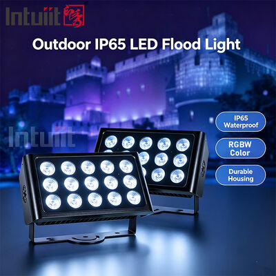 15x5W RGBW 4-in-1 IP65 Außen-LED-Fludscheinwerfer DMX512 wasserdichtes Weitlicht für Garten-, Bühnen- und Gebäudebeleuchtung