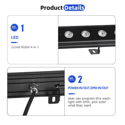 2x24W RGBW 4-in-1 IP65 Outdoor LED Linear Wall Washer — DMX512 Wasserdichtes Wash Light für Gebäude, Brücken & Landschaft