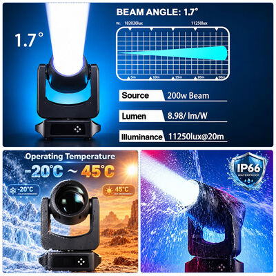 IP66 Waterproof 200W BEAM Moving Head Beam Light for Outdoor Landmark & Stage Performance Lighting