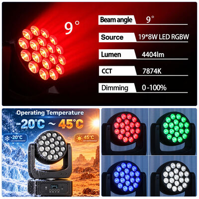 19x8w Rgbw 4in1 Bewegliche Kopfwaschlampe DJ Disco Led Bühnenleuchten