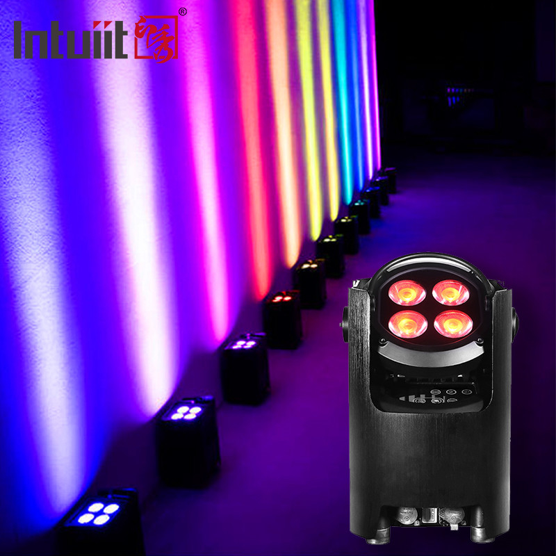 IP54 Mini Uplights 4X12W Akku-Spotlight 4 LEDs Wireless DMX & IR Fernleuchten Disco Club Party Bühnenlicht