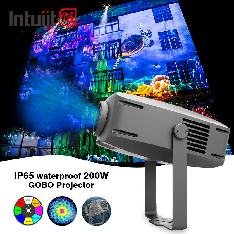 200W Gobo-Projektor für den Außenbereich IP65 Gobo-Logo-Projektor Wasserdichter kundenspezifischer Logo-Rotations-Gobo-Projektor Lichtwerbung