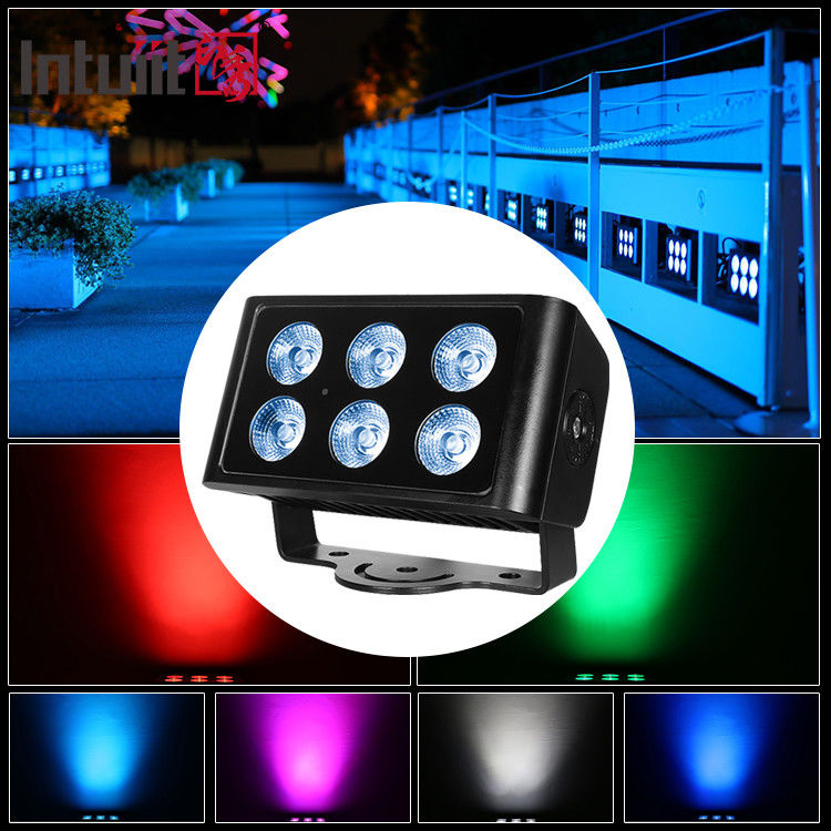 Outdoor Wasserdichte 6x5W City Color LED Wandfluter Licht 4in1 RGBW Flutlicht für Hotels & Gebäude DMX512 Steuermodus