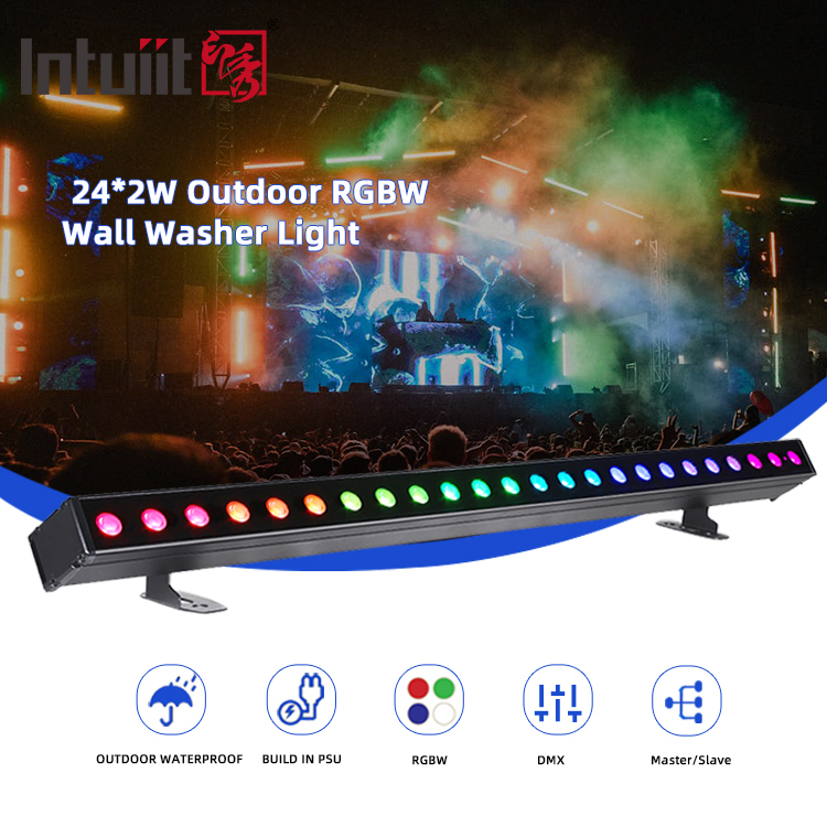 Außenbau Led Wand Waschmaschine Licht IP65 24 * 2w Wasserdicht RGBW Wand Waschmaschine Bar DJ Led Pixel Bar Bühnenlicht Party