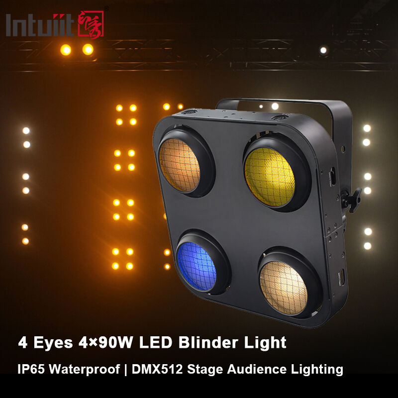 4-Auge LED COB Blinder Licht 4x90W RGB Warm Weiß Bernstein Bühnenblinder Strobe DMX512 Pixel Steuerung Bühnenleuchten für Veranstaltung Party
