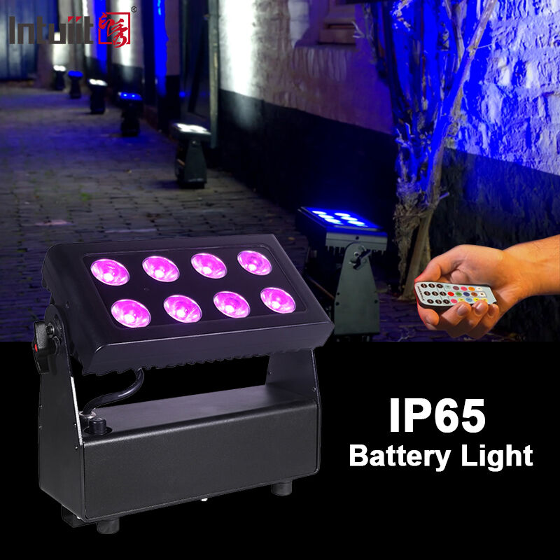 Außen IP65 Wasserdicht 8x15W RGBW 4 in 1 Batteriebetrieben Wireless DMX LED Flutlicht Bühnenwaschlicht
