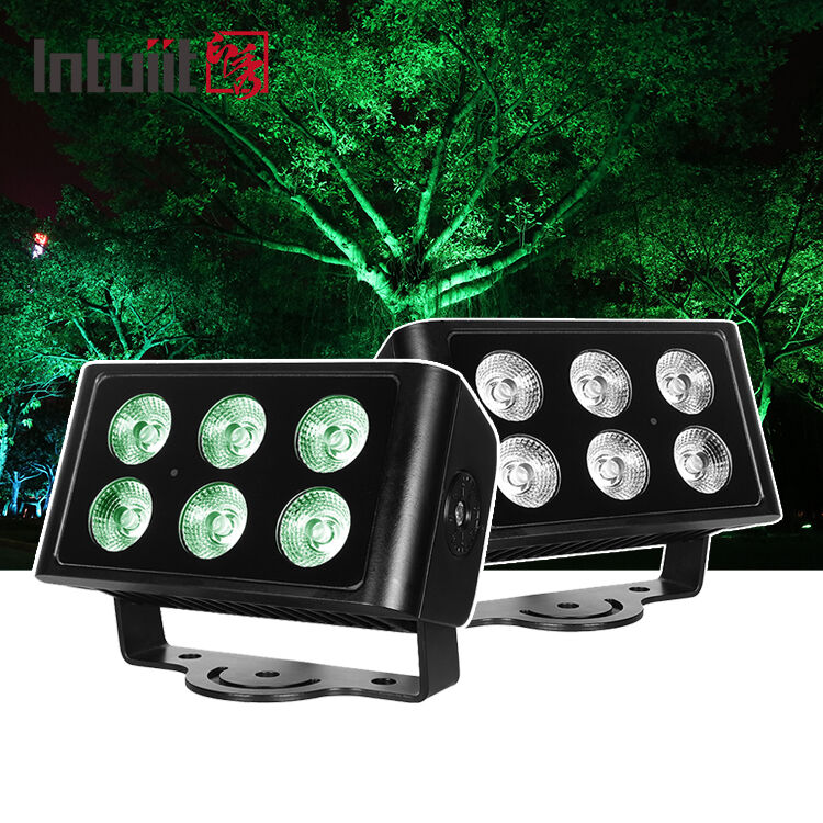 6 x 5 W RGBW 4-in-1-LED-Flutlicht für den Außenbereich, IP65, wasserdicht, DMX512, architektonisches Waschlicht, Wandfluter für den Bau von Gartenfassaden