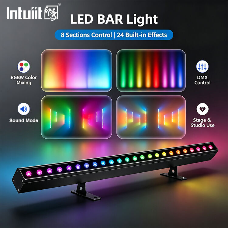 24x2W RGBW 4-in-1 LED Linear Wall Washer Bar — DMX512 Soundaktivierte Bühnenwaschlicht für Gebäude & Veranstaltungen