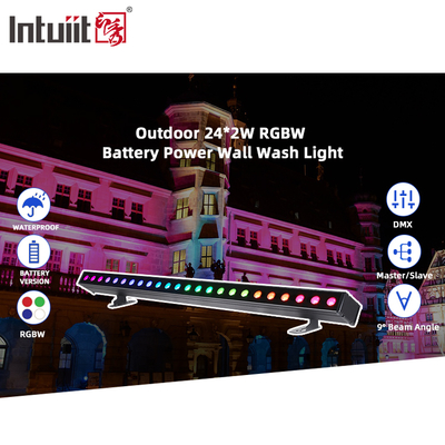 Batteriebetriebener 24x2W DMX512 LED Wall Washer IP65 wasserdicht mit RGBW-Effekten für kommerzielle Außenbeleuchtung