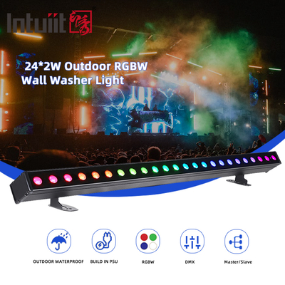 Außenbau Led Wand Waschmaschine Licht IP65 24 * 2w Wasserdicht RGBW Wand Waschmaschine Bar DJ Led Pixel Bar Bühnenlicht Party