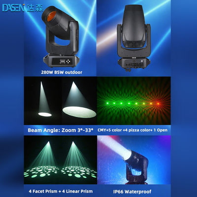 2025 BSW 280W LED Bewegtes Bühnenlicht DMX512 Beam Spot Wash 3in1 für DJ Disco Show CMY