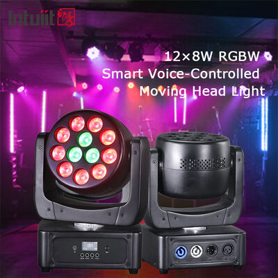 12X8W RGBW 4IN1 LED Moving Head Wash Stage Light for Event Party Lighting Sound Activated