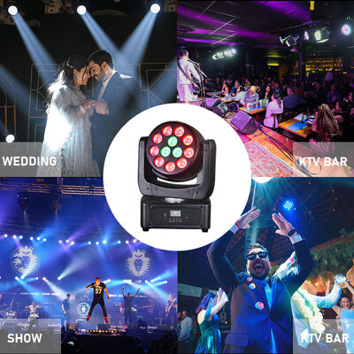 Fabrikpreis Mini LED Bewegungskopf 12x8W RGBW 4in1 Waschbühnenlicht DMX512 Sound Active für kleine Veranstaltungen Disco Party DJ Beleuchtung