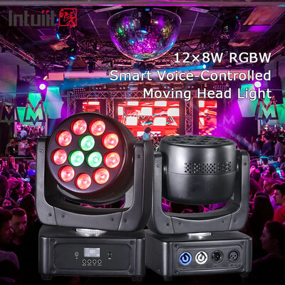 12x8W LED Moving Head Wash RGBW 4in1 Sound Active Party Light DMX Control for Mobile DJ Disco Home Party Stage Show